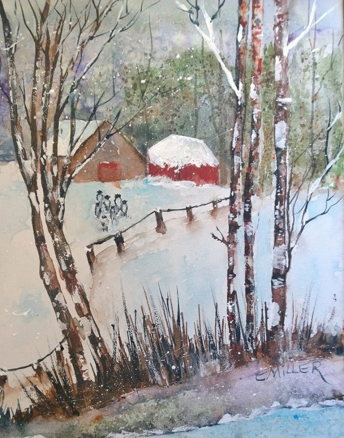 extra white added to watercolor on canvas