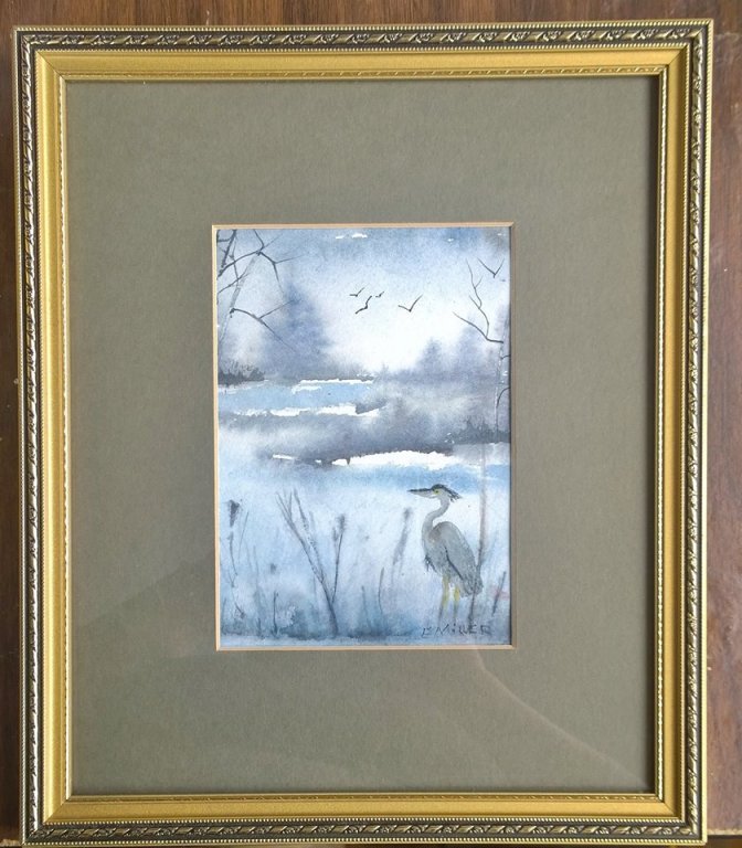 great blue heron watercolor painting