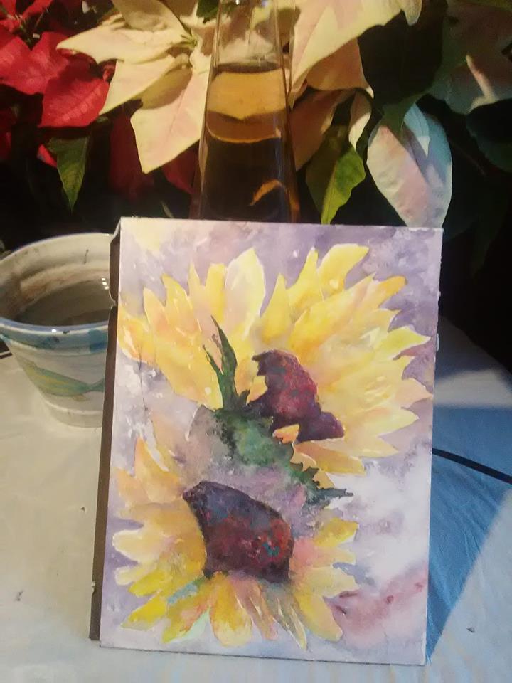 Loose Sunflowers in Watercolor.