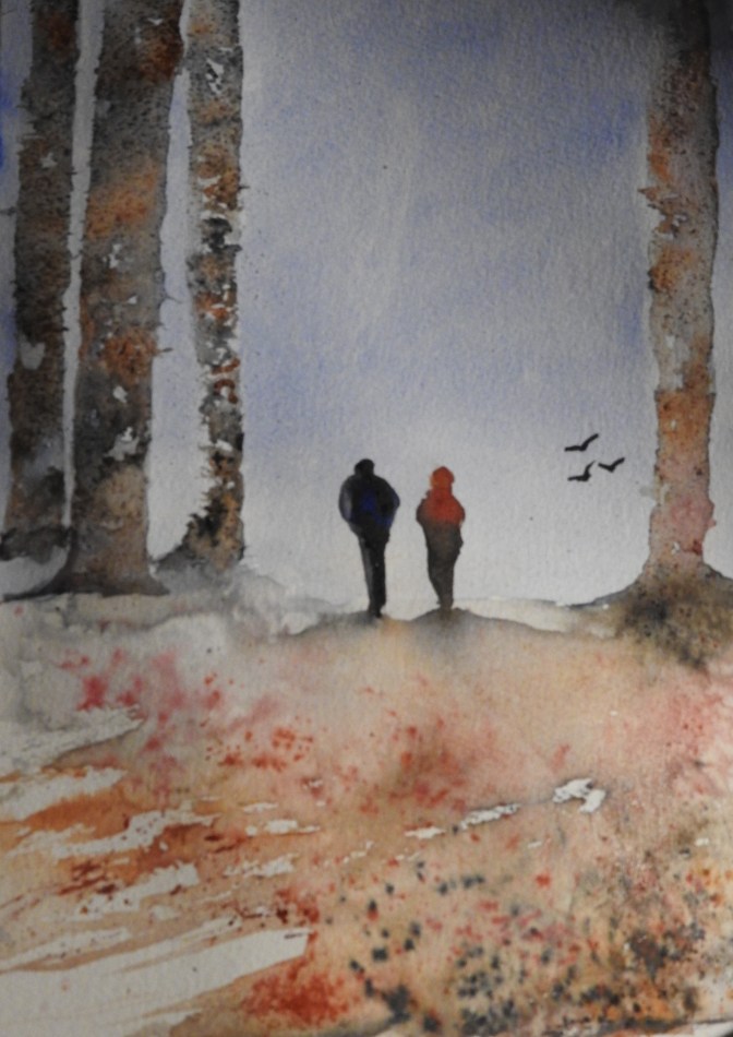 Vertical Watercolor with a couple