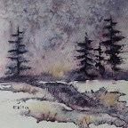 Silent Sunday-Watercolor and Snow Melt